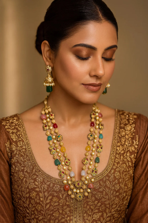 Multicolor rani haar necklace set