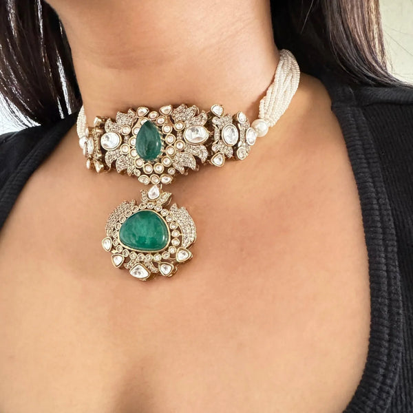 Moissanite polki choker set